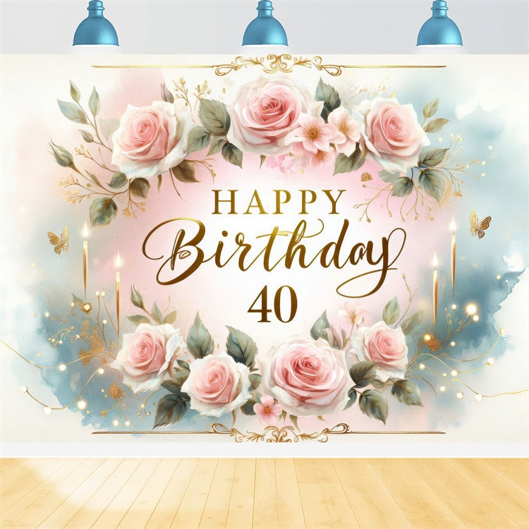 Idee Per Lo Sfondo Del Compleanno Sfondo Con Rose Rosa Per La Festa Del 40Esimo BRP12-289