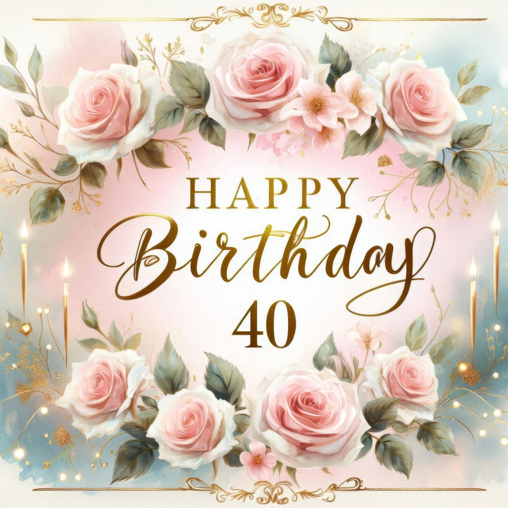 Idee Per Lo Sfondo Del Compleanno Sfondo Con Rose Rosa Per La Festa Del 40Esimo BRP12-289