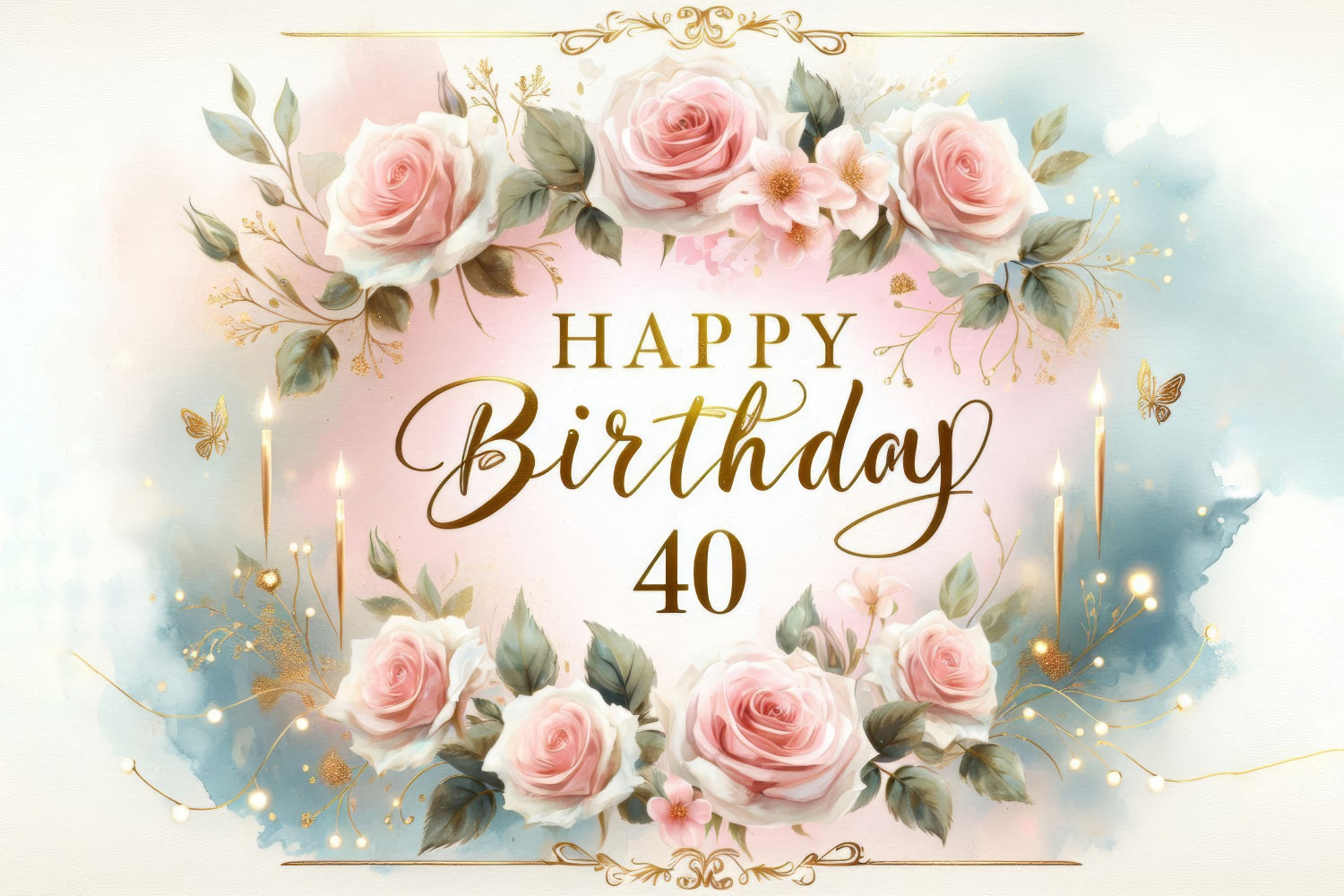 Idee Per Lo Sfondo Del Compleanno Sfondo Con Rose Rosa Per La Festa Del 40Esimo BRP12-289