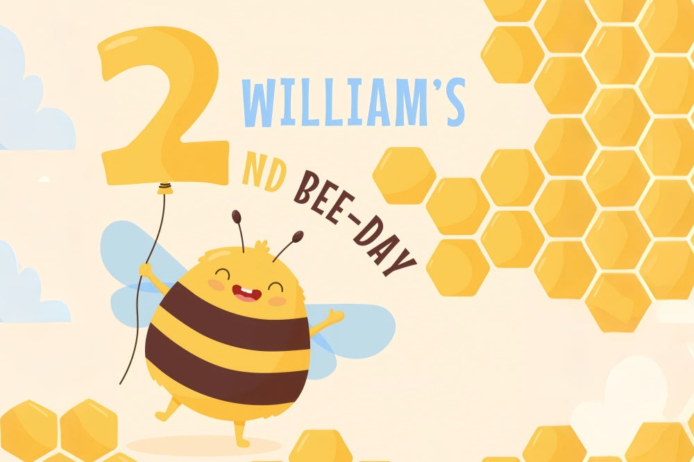 Fondali Di Compleanno Personalizzati Sfondo Per La Celebrazione Di Due Anni Del Giorno Delle Api BRP12-294