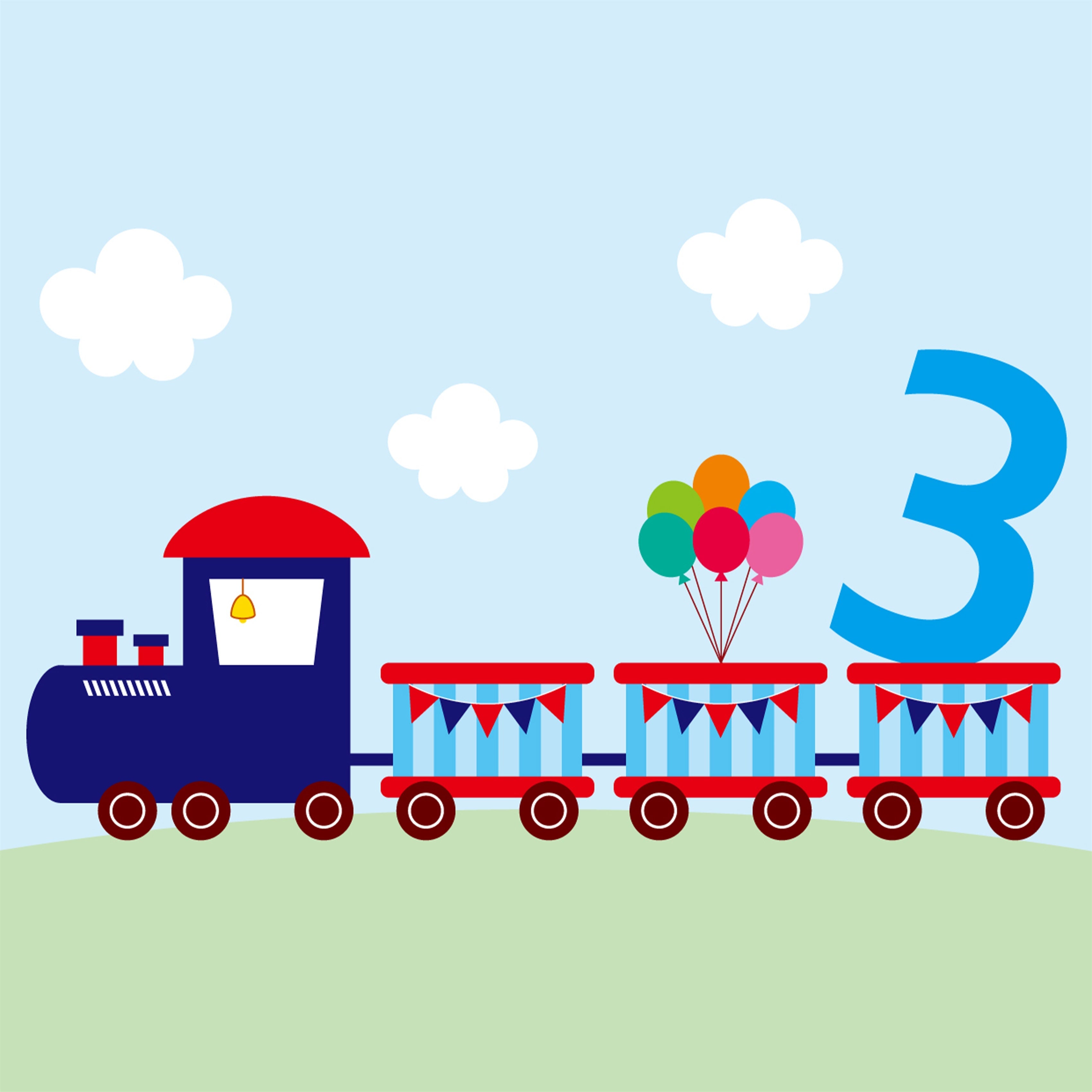 Sfondo Di Compleanno Personalizzato Treno A Tema Palloncino Tre Sfondo BRP12-297