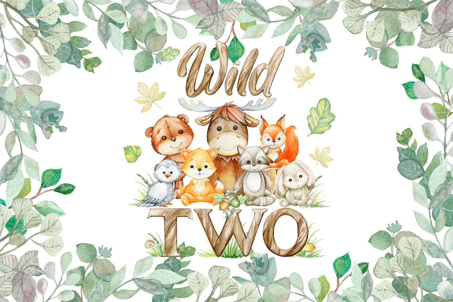 Sfondo Di Compleanno Personalizzato Sfondo Di Animali Della Foresta Selvaggia BRP12-303