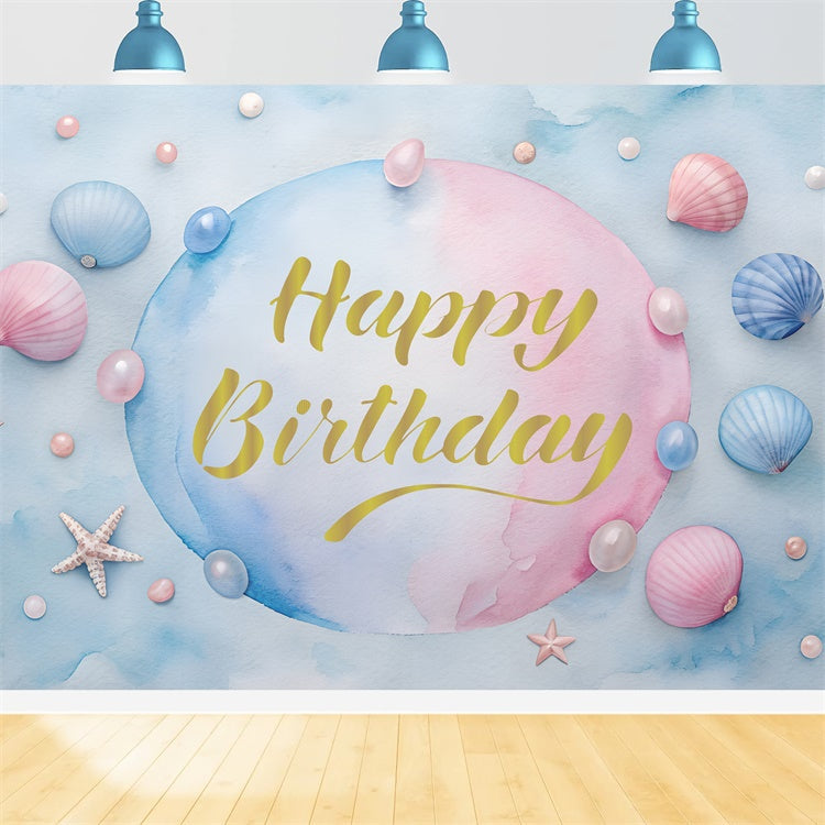 Sfondo Personalizzato Per Festa Di Compleanno Sfondo Pastello Con Conchiglia BRP12-305