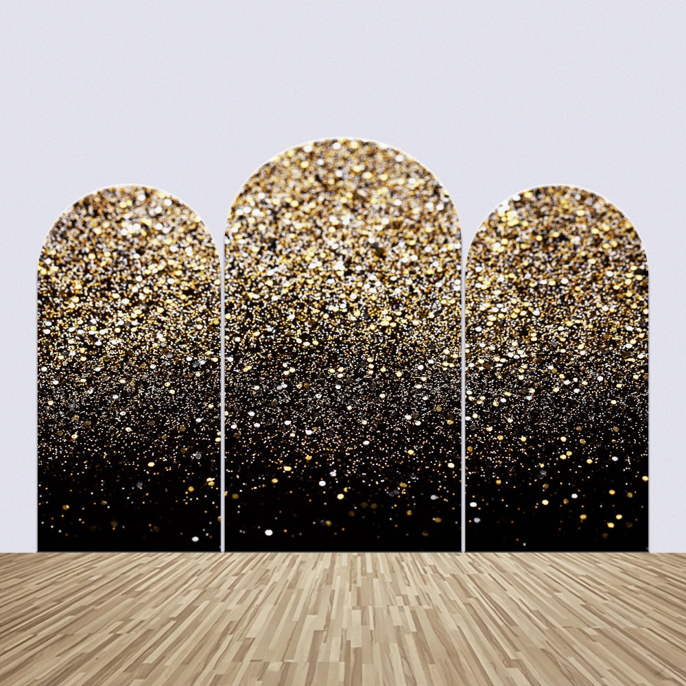 Personalizza Lo Sfondo Per Il Compleanno Sfondo Arco Glitter Nero Oro BRP12-310