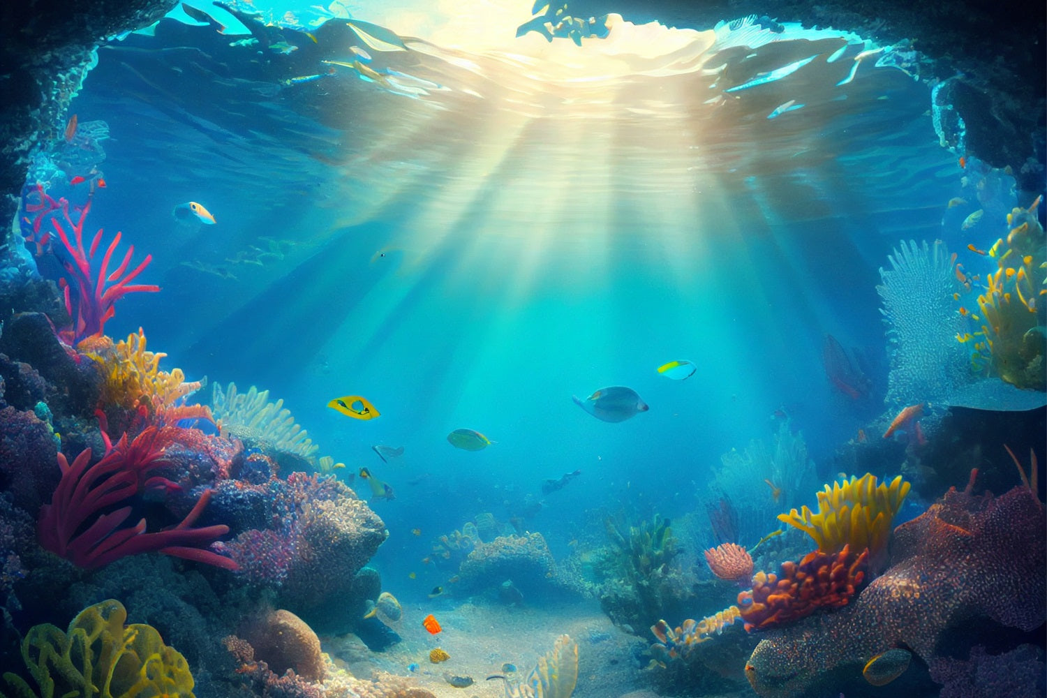 Sfondo Fotografico Sirena Sfondo Barriera Corallina Illuminata Dal Sole BRP12-47