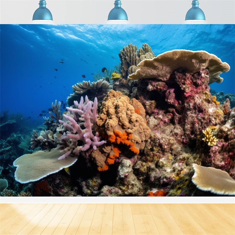 Sfondo Sirena Fai Da Te Fondale Lussureggiante Del Giardino Di Corallo Del Fondale Marino BRP12-57