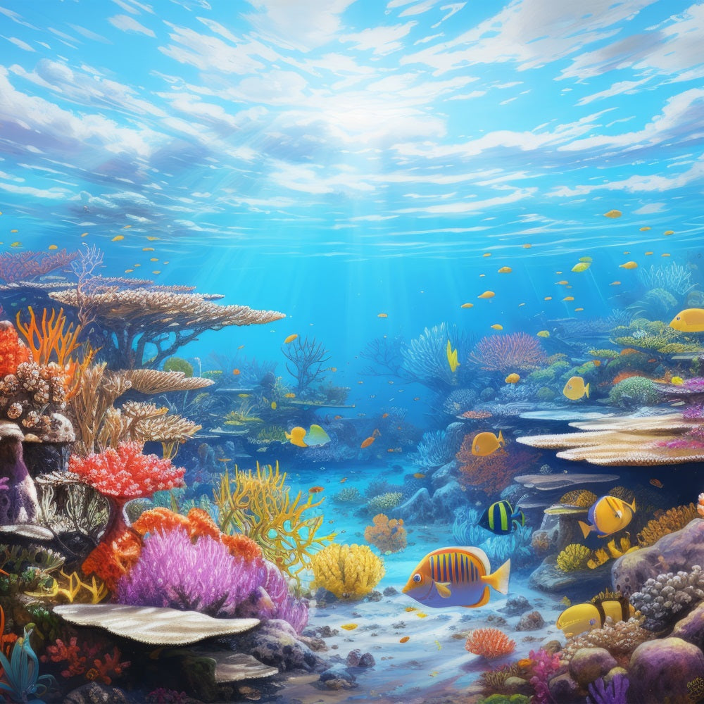 Sfondo Sirena Sfondo Colorato Corallo Pesci Tropicali BRP12-70