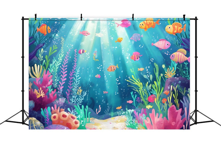 Fondali Della Sirenetta Sfondo Di Piante Acquatiche Con Pesci Colorati BRP12-71