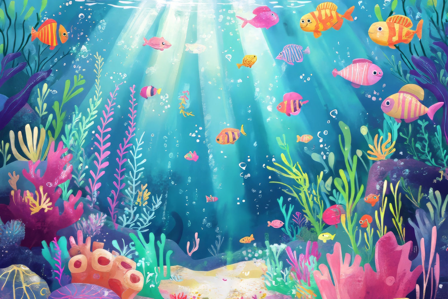 Fondali Della Sirenetta Sfondo Di Piante Acquatiche Con Pesci Colorati BRP12-71