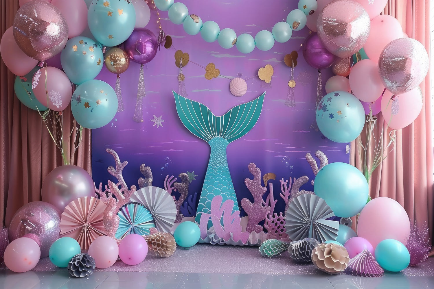 Sfondo Per Feste A Sirena Sfondo Per Decorazioni Con Palloncini Fantasy BRP12-79