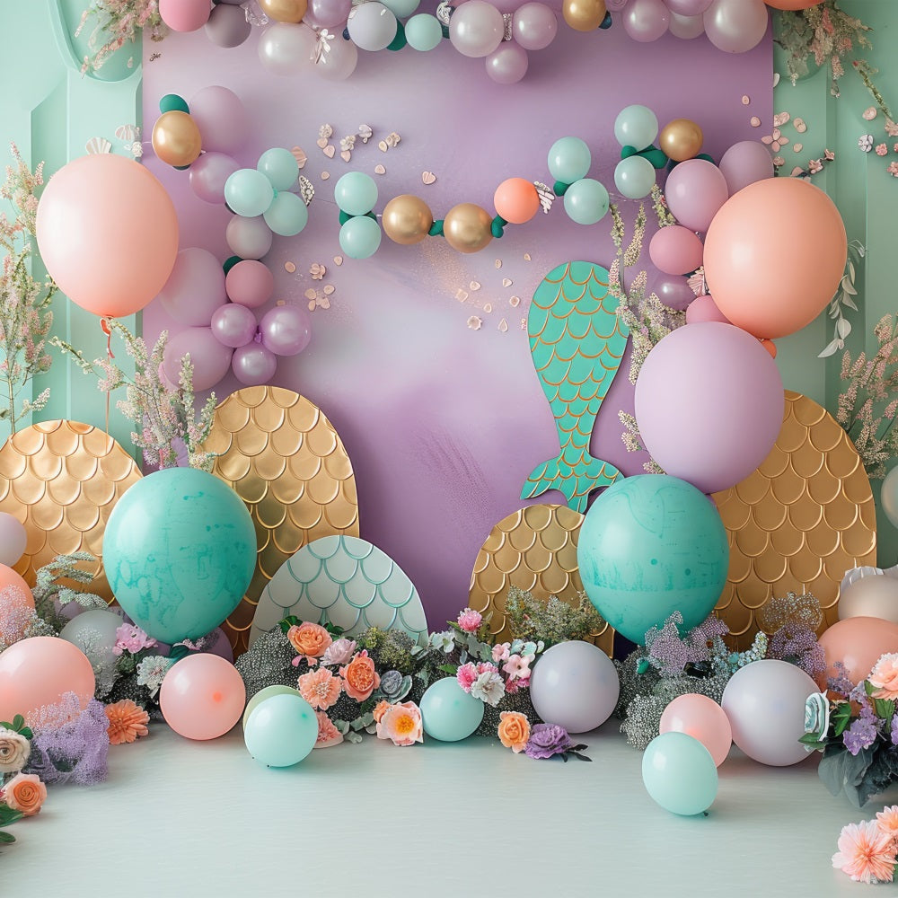 Fondali Per Feste A Sirena Fondale Per Fiori Con Palloncini Fantasia Oceanica BRP12-83