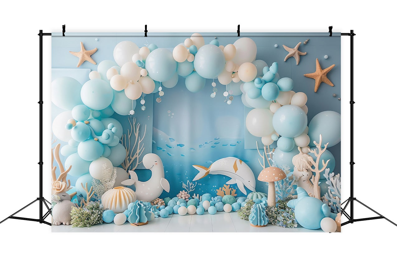 Sfondo Sirena Creatura Del Mare Sfondo Con Arco Di Palloncini Blu BRP12-92