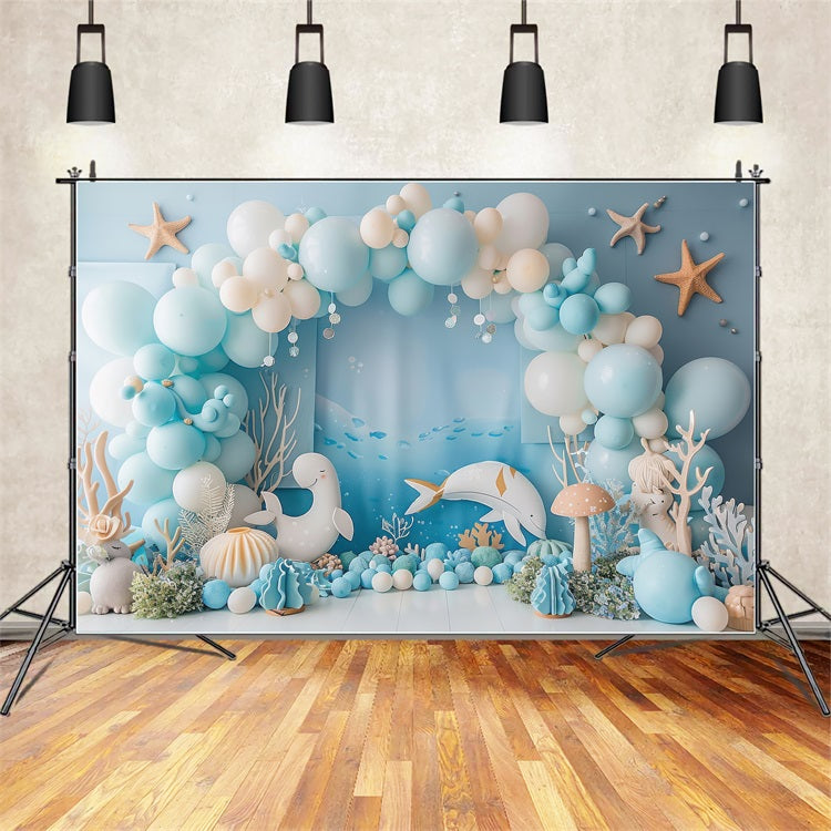 Sfondo Sirena Creatura Del Mare Sfondo Con Arco Di Palloncini Blu BRP12-92