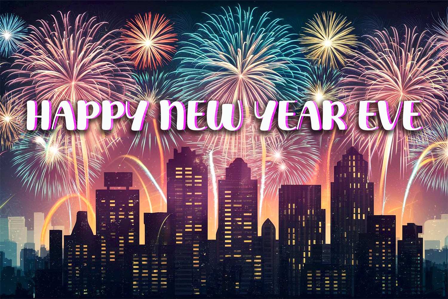 Sfondo Fotografico Di Capodanno Sfondo Di Fuochi D'Artificio Con Paesaggio Urbano BRP12-99