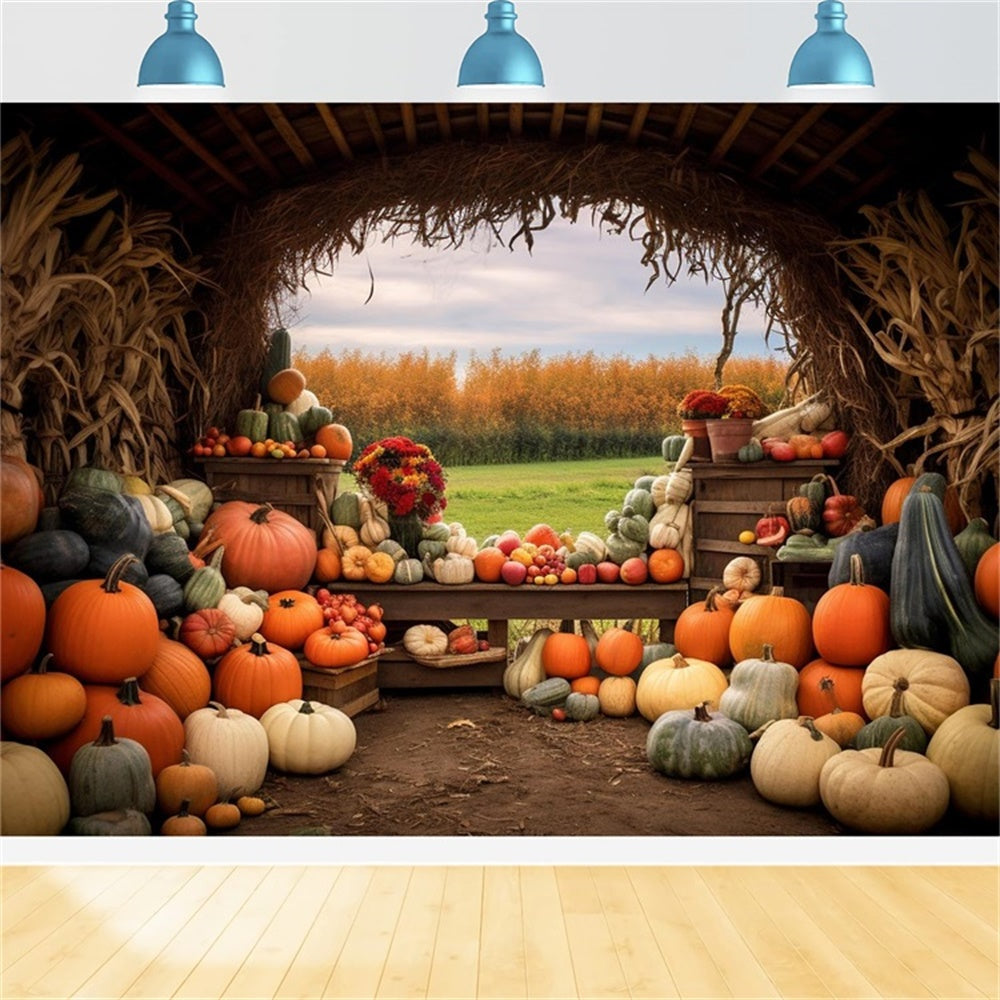 Sfondo Fotografico Autunnale Della Fattoria Delle Zucche BRP7-122