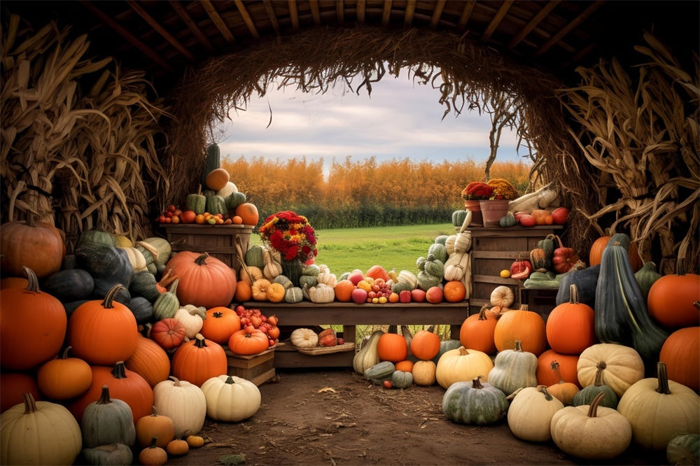Sfondo Fotografico Autunnale Della Fattoria Delle Zucche BRP7-122