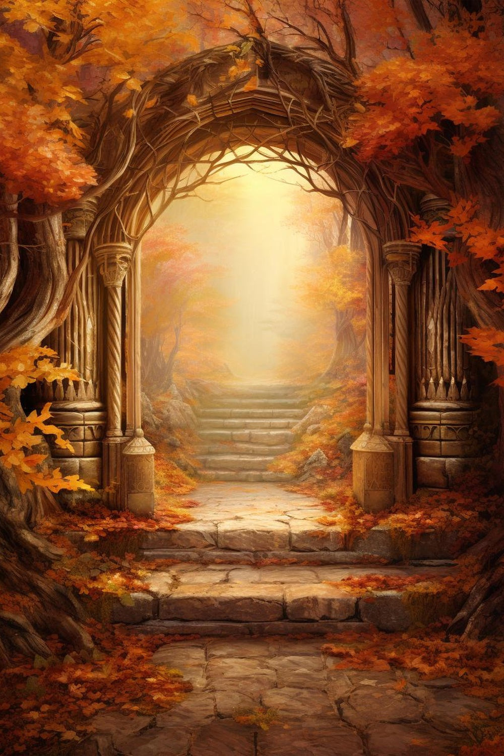 Sfondo Autunnale Con Arco Dorato In Foglia D'Acero BRP7-124