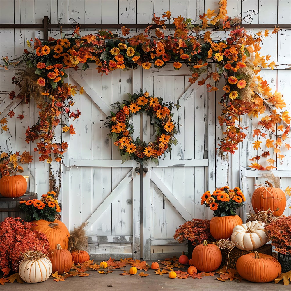 Sfondo Muro Bianco Autunno Zucca Foglia D'Acero BRP7-129