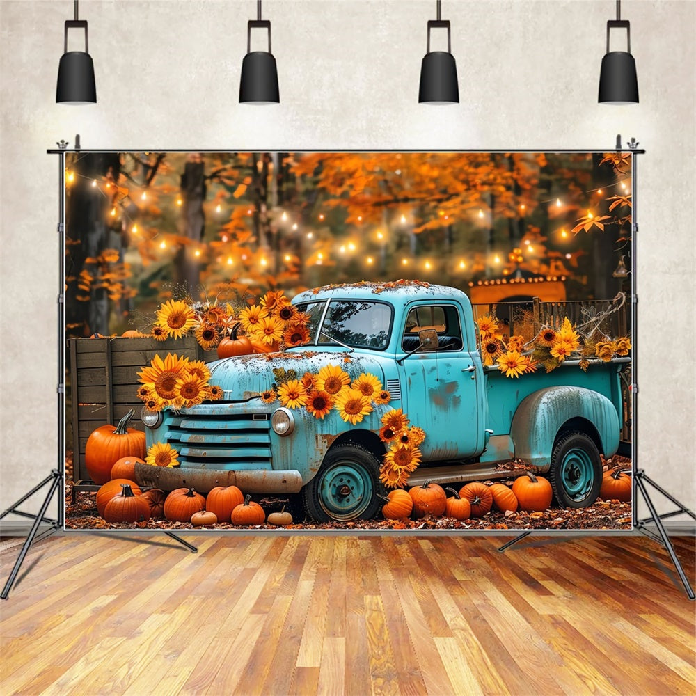 Camion Autunnale Blu Con Sfondo Di Girasoli BRP7-130