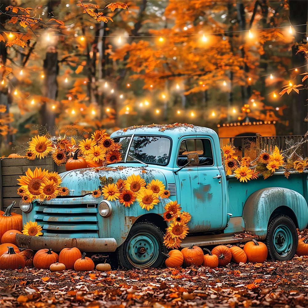 Camion Autunnale Blu Con Sfondo Di Girasoli BRP7-130