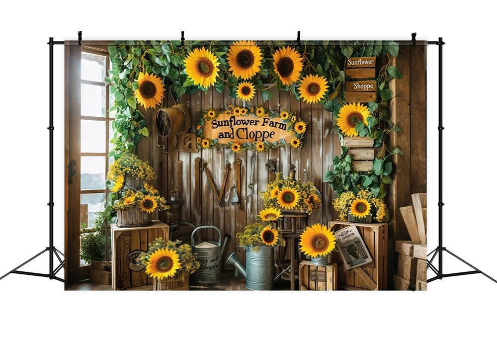 Sfondo Porta In Legno Negozio Di Articoli Da Regalo Girasole Autunnale BRP7-134