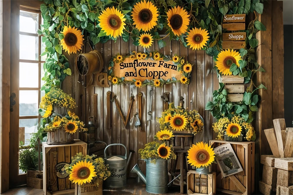 Sfondo Porta In Legno Negozio Di Articoli Da Regalo Girasole Autunnale BRP7-134