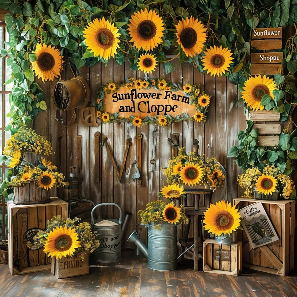 Sfondo Porta In Legno Negozio Di Articoli Da Regalo Girasole Autunnale BRP7-134