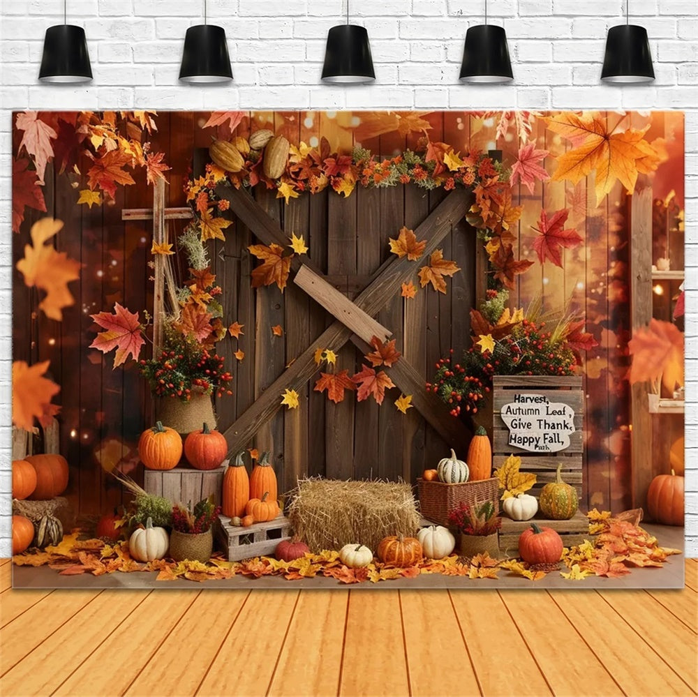 Foglia Porta Del Fienile Zucca Felice Autunno Sfondo BRP7-137