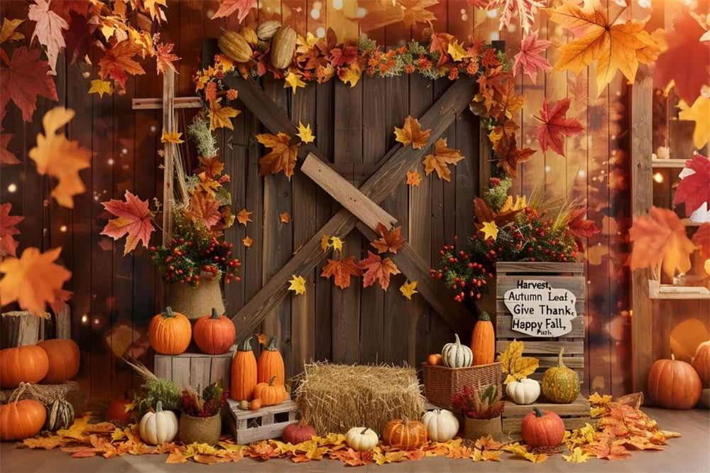 Foglia Porta Del Fienile Zucca Felice Autunno Sfondo BRP7-137