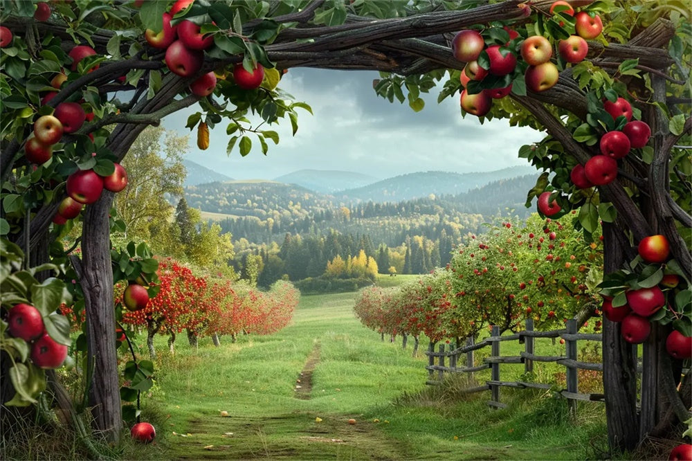 Sfondo Di Montagna Autunnale Della Fattoria Dell'Arco Di Mele BRP7-142