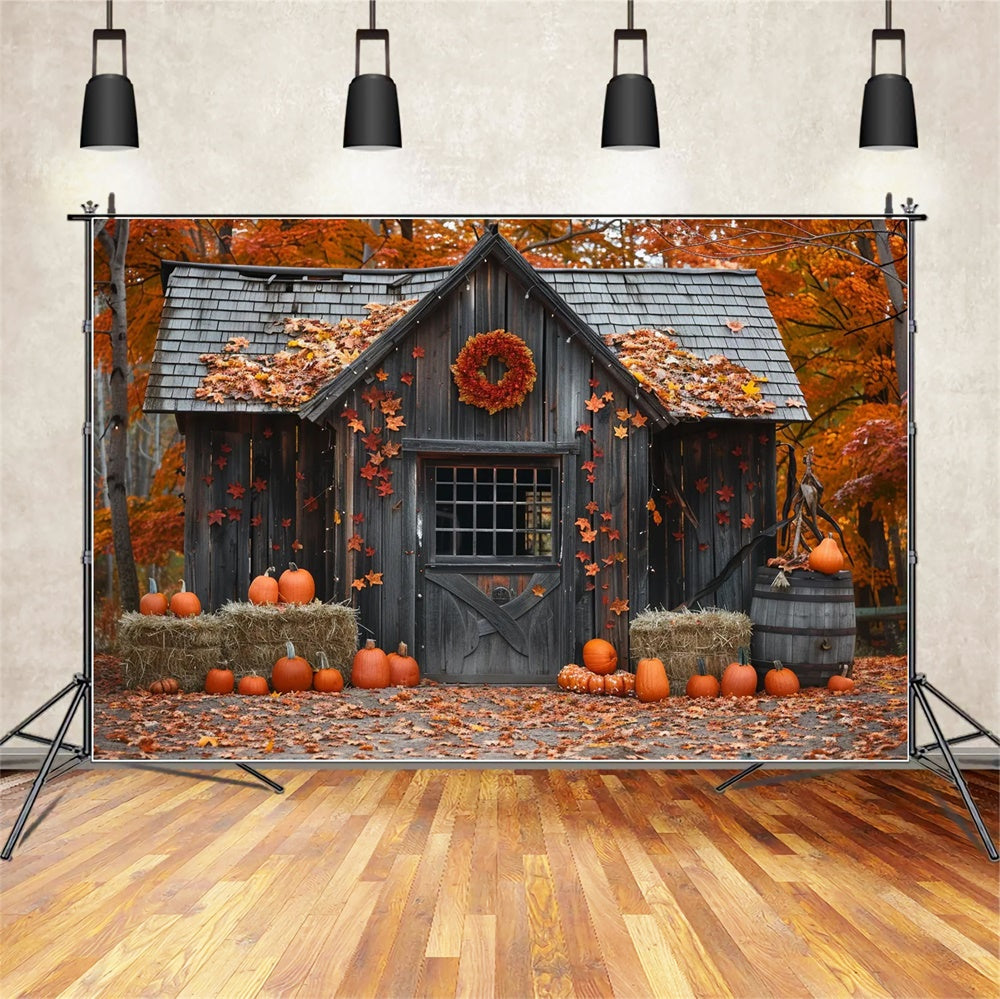 Sfondo Di Foglie Di Zucca In Legno Autunnale BRP7-144