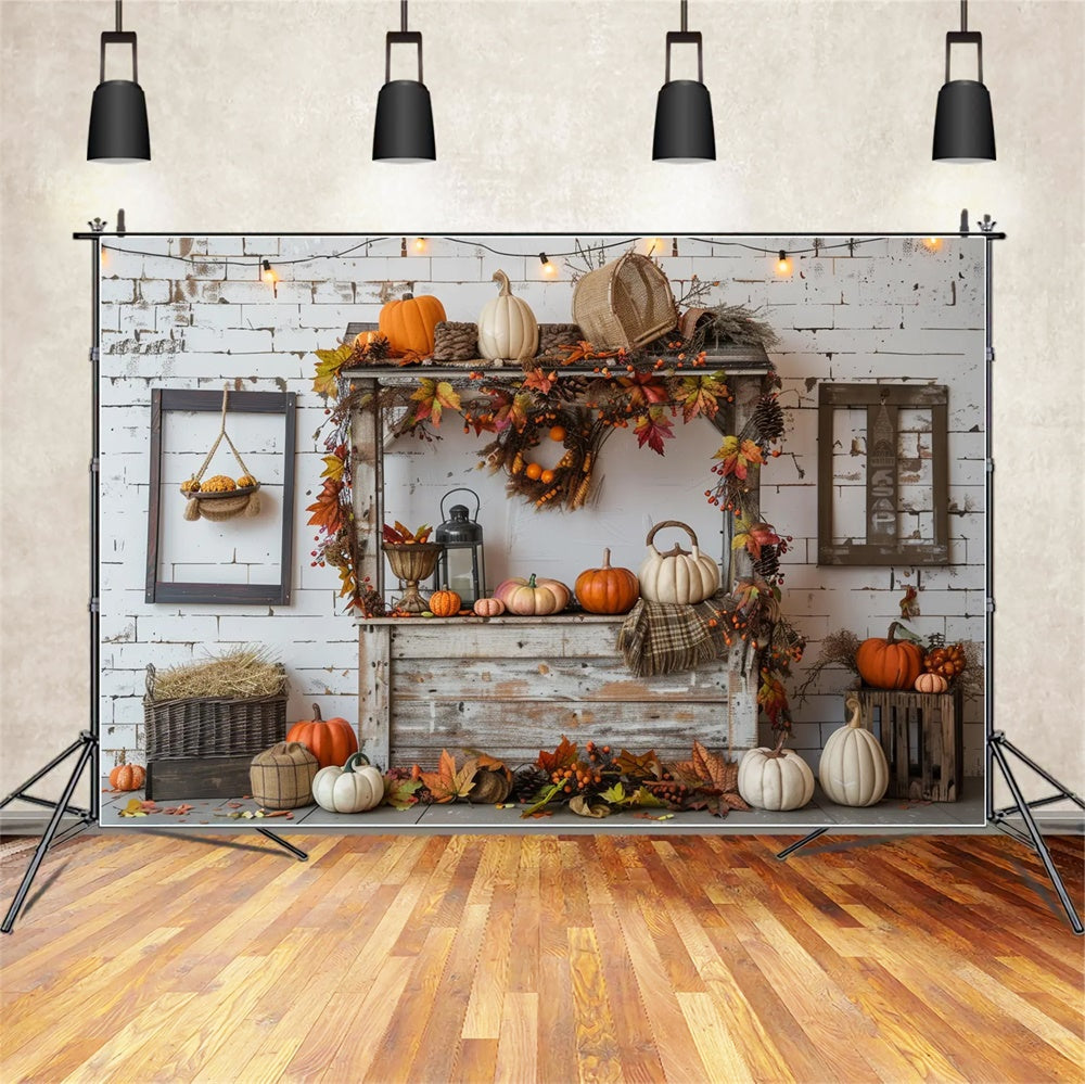 Sfondo Fotografico Autunno Zucca Di Mattoni Bianchi BRP7-147