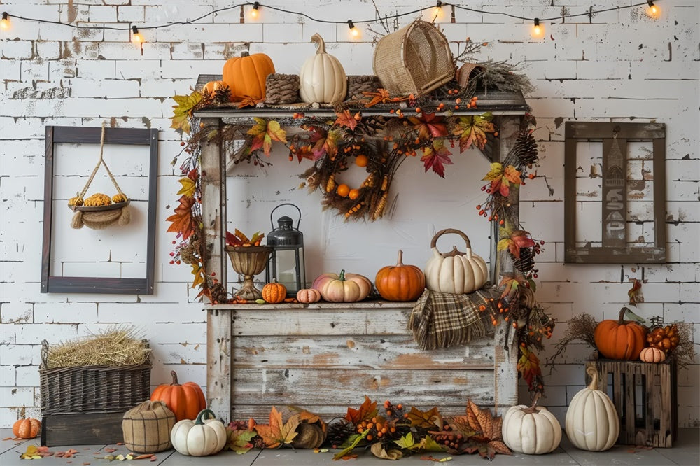 Sfondo Fotografico Autunno Zucca Di Mattoni Bianchi BRP7-147