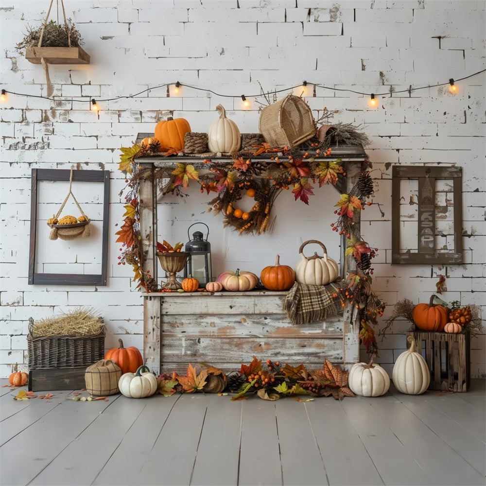 Sfondo Fotografico Autunno Zucca Di Mattoni Bianchi BRP7-147