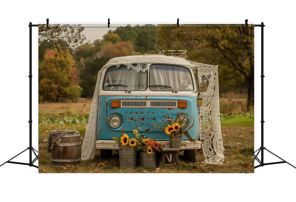Sfondo Autunno Girasole Blu Bianco Autobus BRP7-156