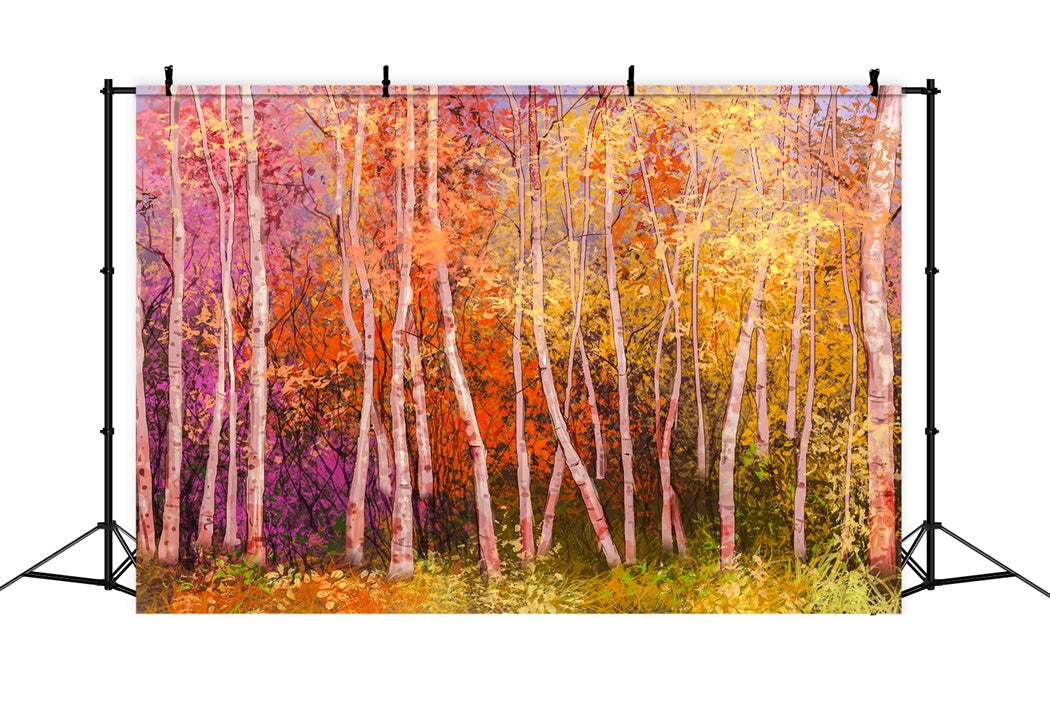 Sfondo Colorato Della Foresta Di Betulle Autunnali BRP7-197