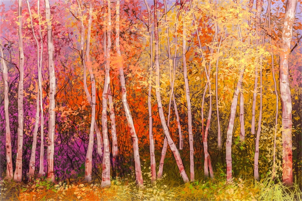 Sfondo Colorato Della Foresta Di Betulle Autunnali BRP7-197