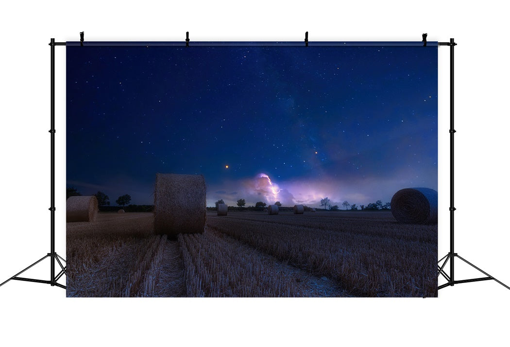 Sfondo Autunnale Di Balle Di Fieno Di Campo Notturno BRP7-207