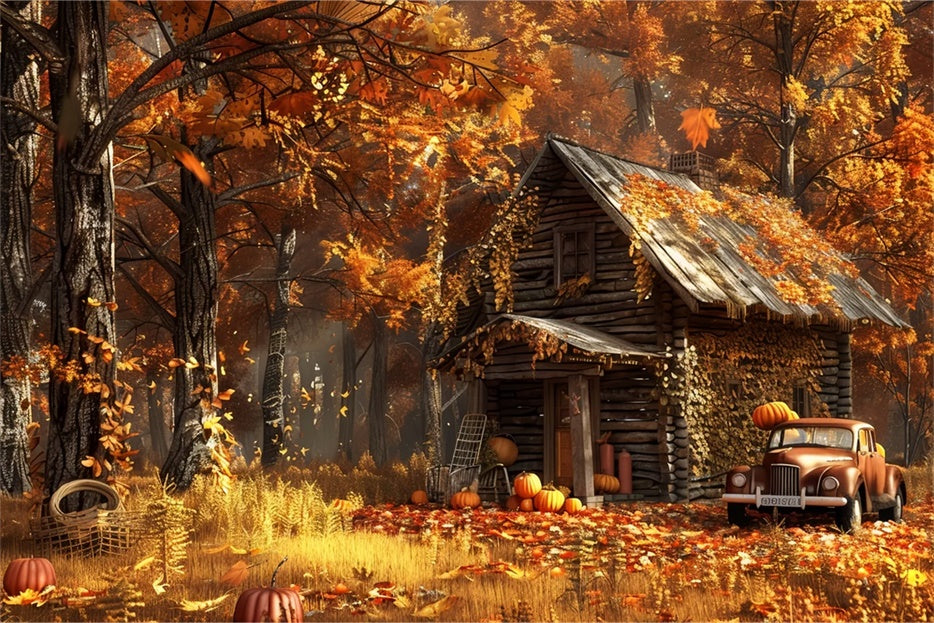 Sfondo Del Bosco Incantato Della Cabina Autunnale BRP7-209
