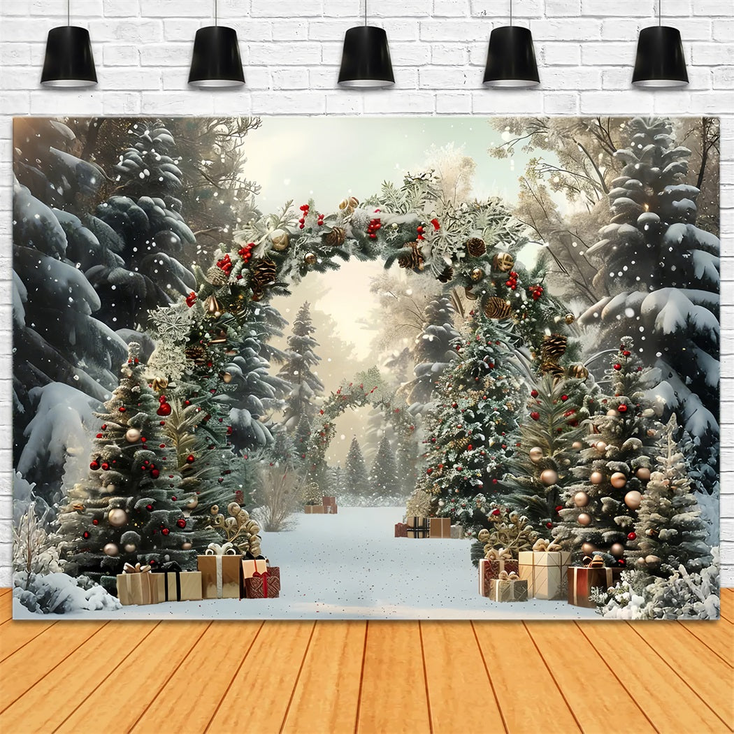 Sfondo Dell'Arco Regalo Della Foresta Incantata Di Natale BRP7-219