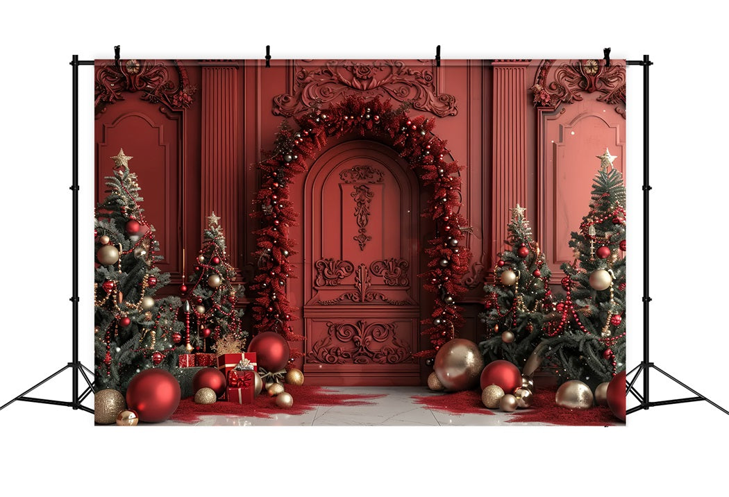 Sfondo Decorativo Per Porta Rossa Regale Natalizia BRP7-225