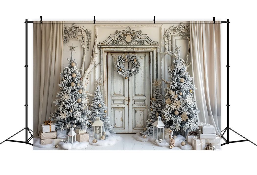 Sfondo Dell'Albero Della Porta Bianca Di Natale BRP7-226