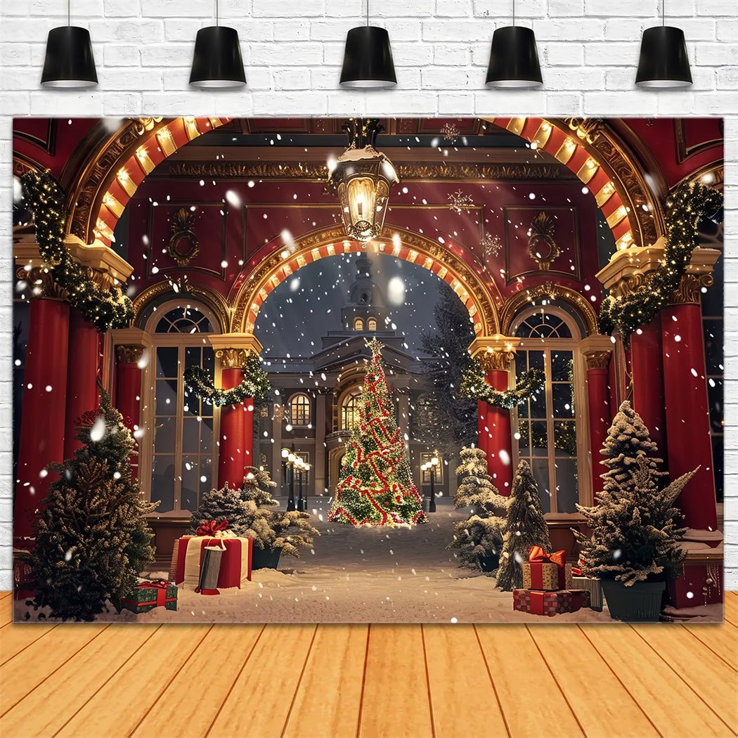Sfondo Natalizio Elegante Con Nevicate Ad Arco BRP7-231