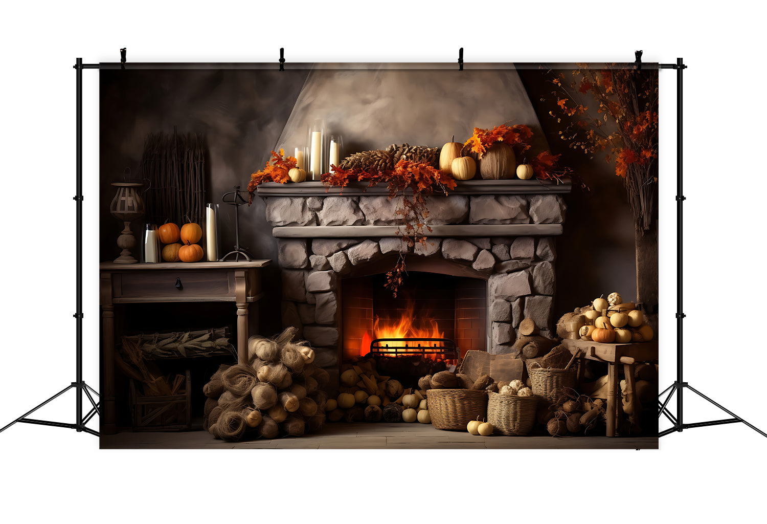 Sfondo Di Candele Per Caminetto Autunnale BRP7-75