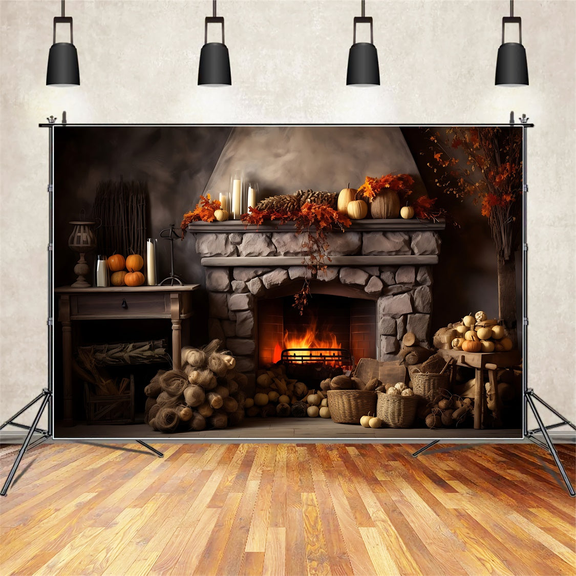 Sfondo Di Candele Per Caminetto Autunnale BRP7-75