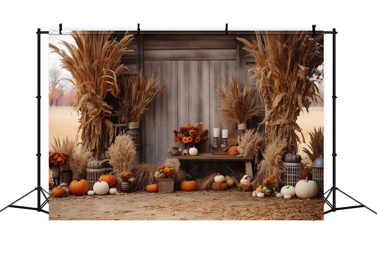 Casa In Legno Autunnale Con Sfondo Di Pagliaio BRP7-79