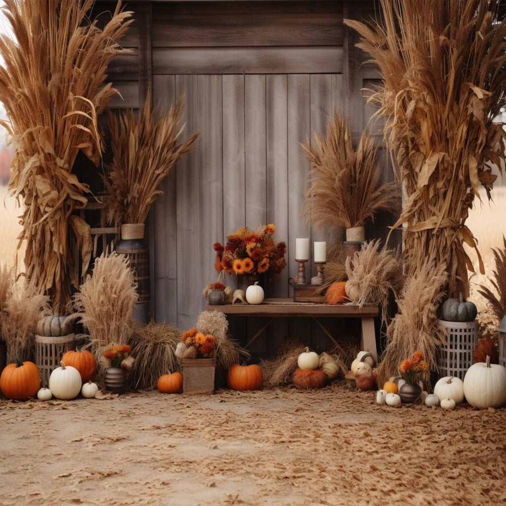 Casa In Legno Autunnale Con Sfondo Di Pagliaio BRP7-79