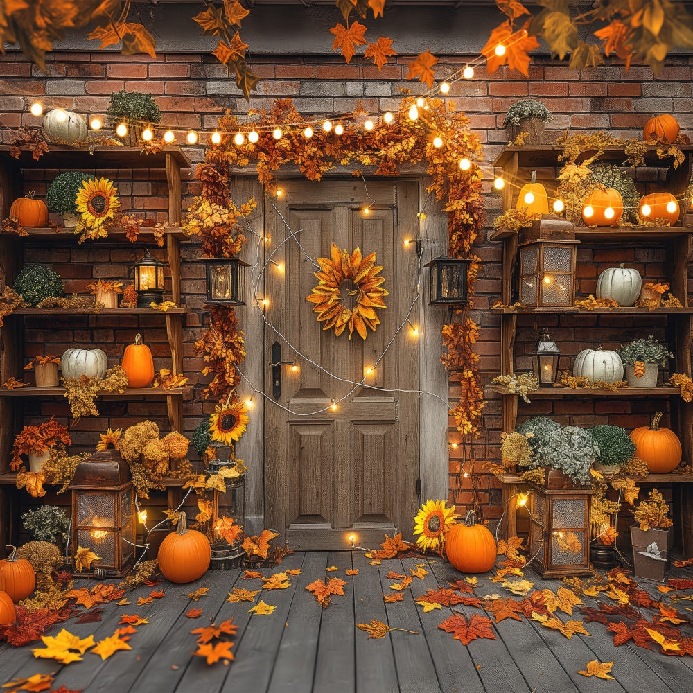 Lampada Da Porta Con Foglie Di Zucca Sfondo Autunnale BRP7-90