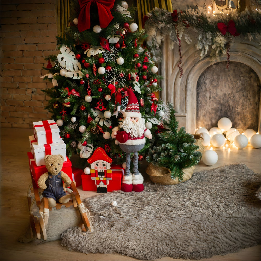 Sfondo Albero Di Natale Con Babbo Natale E Schiaccianoci BRP8-112