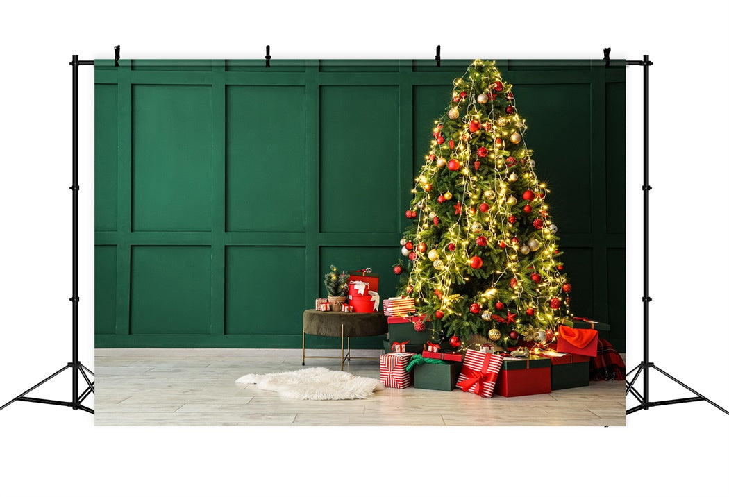 Elegante Sfondo Da Parete Verde Albero Di Natale BRP8-114